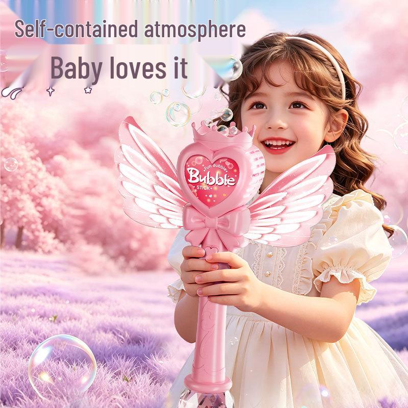 Electric Angel Bubble Wand Toy - Automatic Handheld Bubble Blower for Kids