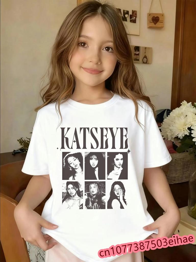 Y2K Daily Casual KATSEYE Music Children TeeCute Street Short Sleeve TopSummer Trend Outfit for Boys and Girls Young Kids