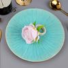 Artificial Flower Napkin Holders for Weddings Rose Ring, Fabric Pink Holder, Rustic Floral Buckles Party Ring Farmhouse Wedding Bridal Shower