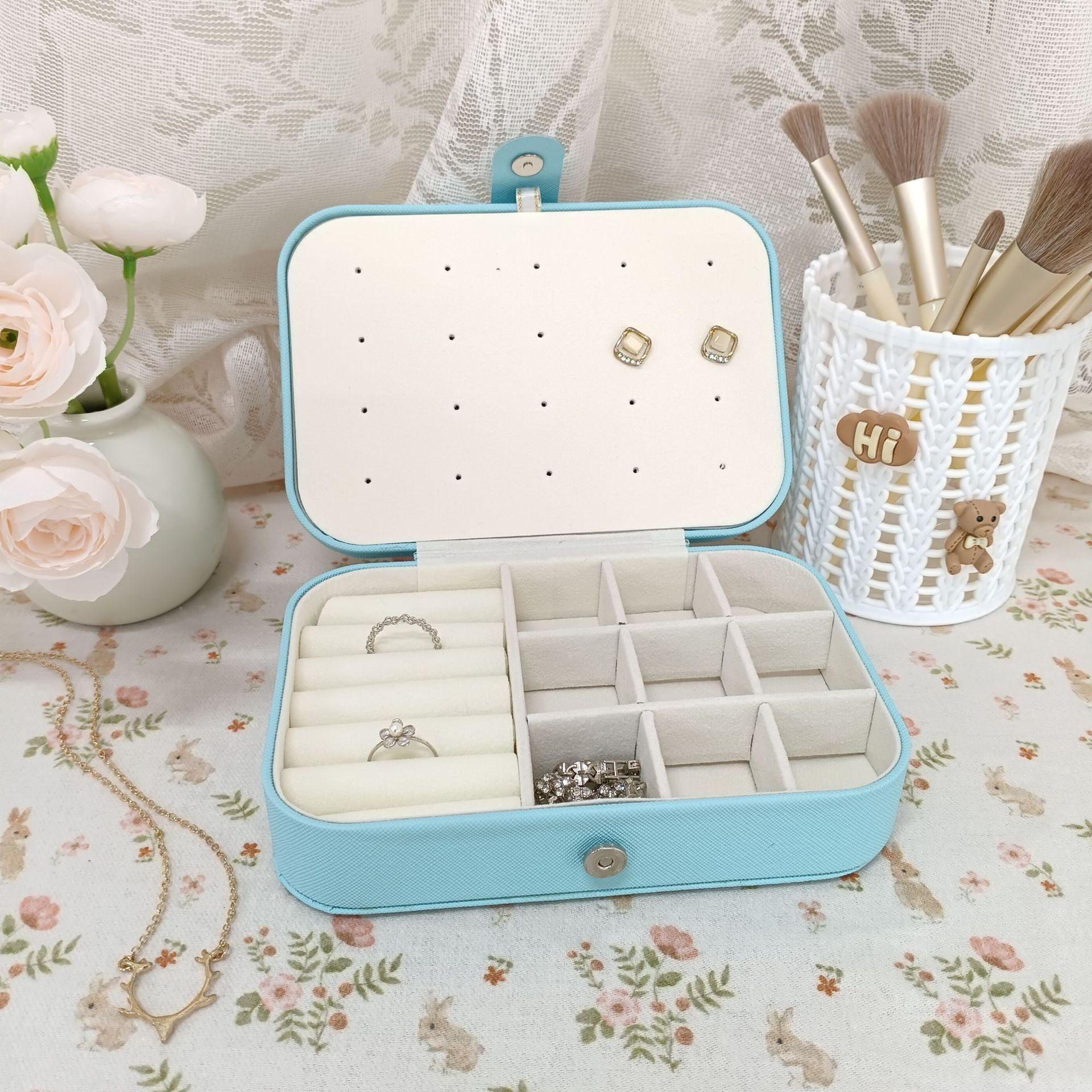 

Зеркальная кожаная шкатулка для украшений, шкатулка для колец, серег, ожерелий, магнитная застежка, сетка, артефакт для хранения украшений 16*11*5cm