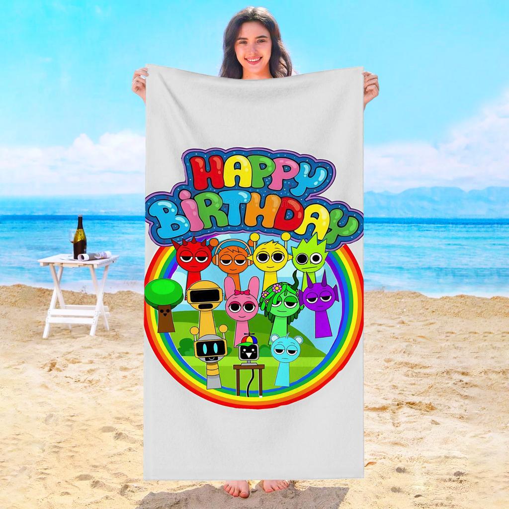 Asciugamano da Spiaggia Sprunki Asciugamani da Bagno Bambino Per Casa Viaggio Sauna Playa Piscina Spa Bagno Microfibra Asciugatura Rapida Palestra Doccia