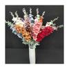 Artificial Larkspur Flocked Stems Double Fork Design Wedding Floral Decor Home Centerpiece Arrangements