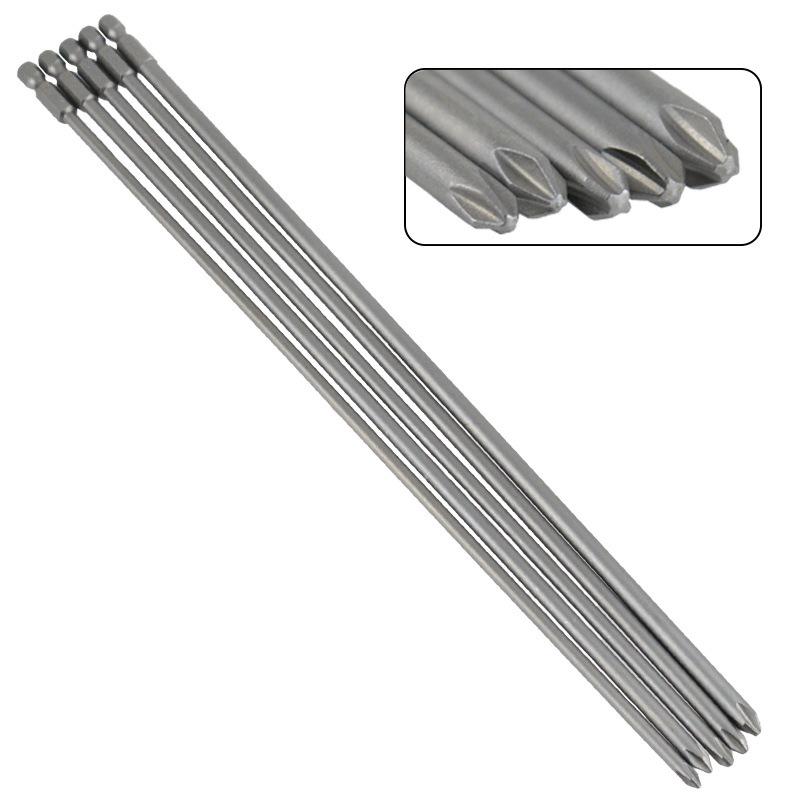 5-Piece 300mm S2 Alloy Steel PH2 Extended Phillips Screwdriver Bit Set