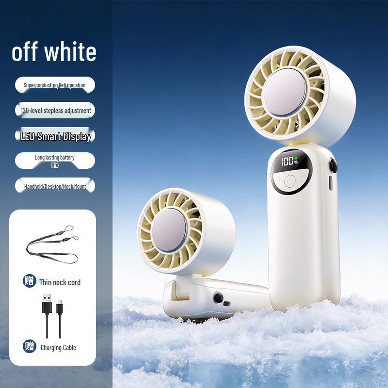 High-Speed Semiconductor Refrigeration Handheld Fan with Foldable Neck Strap and Ice Pack