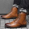 New autumn and winter Martin boots fashionable large size pointed retro leather boots high top British casual men's shoes 98666