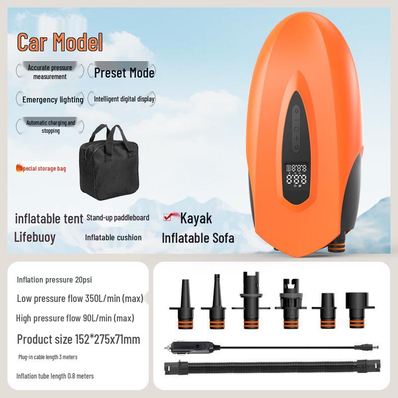 High-Pressure Electric Inflatable Pump for Car, Boat, Tent, Air Mattress, Kayak, SUP Paddle Board, and Floating Platform.
