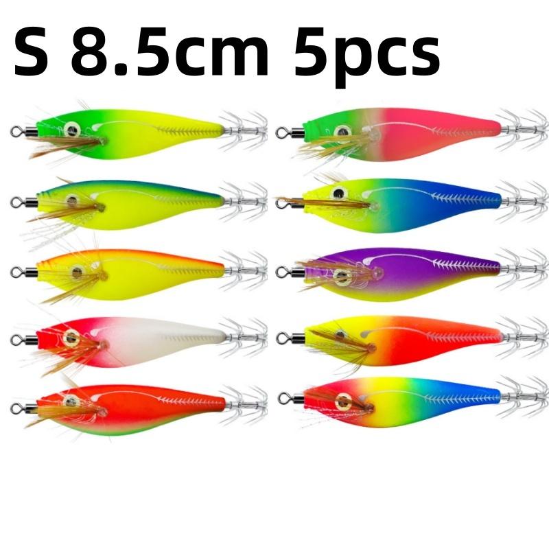 1/5Pcs Glowing Squid Hooks Horizontal Shrimp Lures Baits For Cuttlefish Squid Jigs Hard Baits For Octopus Fishing