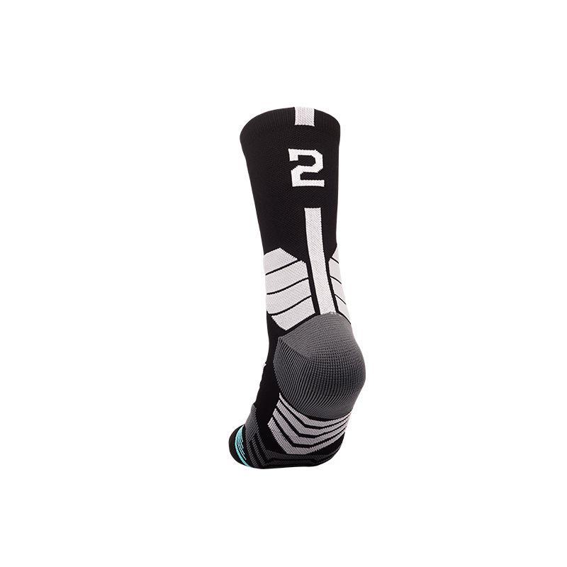 Digitale Basketballsocken für Herren – Elite-Handtuchgefühl, Wadenlang, Sternnummern-Design, Sport-Essentials für Herbst und Winter