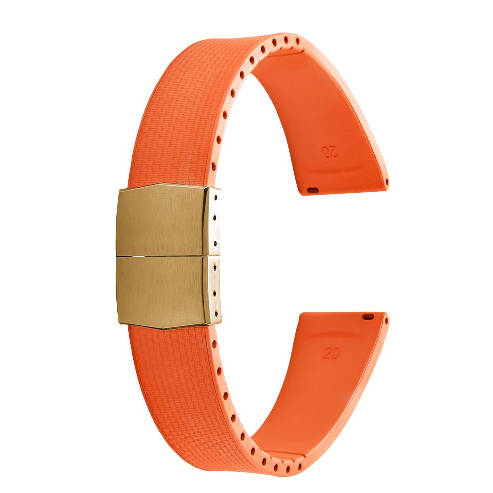 20mm Delugs CTS FKM Gummi Uhrenarmbänder mit 4 Farben Schmetterlingsschließe Einzigartige Textur Schnellverschluss Uhrenarmband für Markenuhr