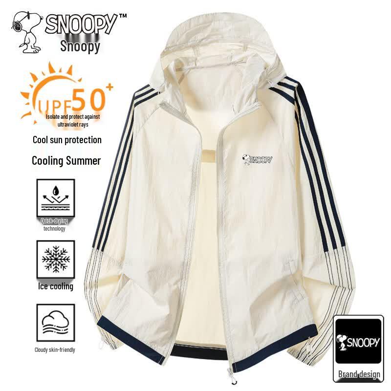 SNOOPY Men s Ice-Cool Lightweight UV Protection Sun Jacket S грязно-белый