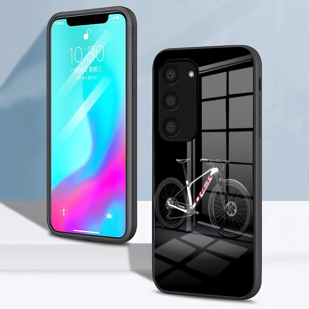 Bicycle T-TrekS Phone Case For Samsung S26 S25 S24 FE S23 S22 S21 Plus S20 Ultra Note20Ultra Black Glass Cover