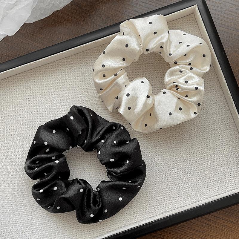 New Polka Dot Black And White Scrunchies Large Hair Bands Female Elegant Hair Rope Ties Ponytail Holder Headwear