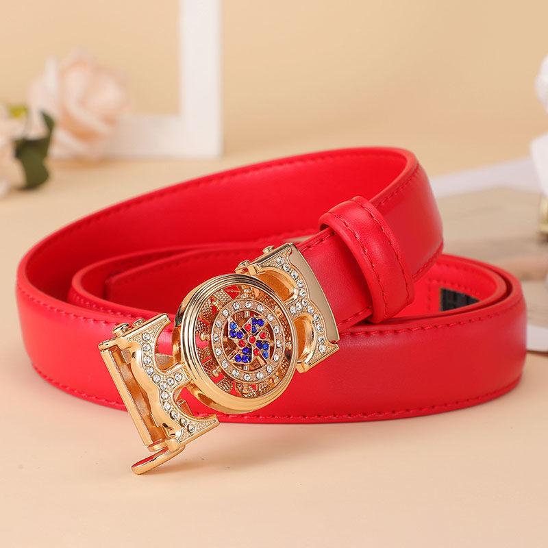 Fashion Stylish Womens Versatile Automatic Buckle Decorative Denim Belt For 2024