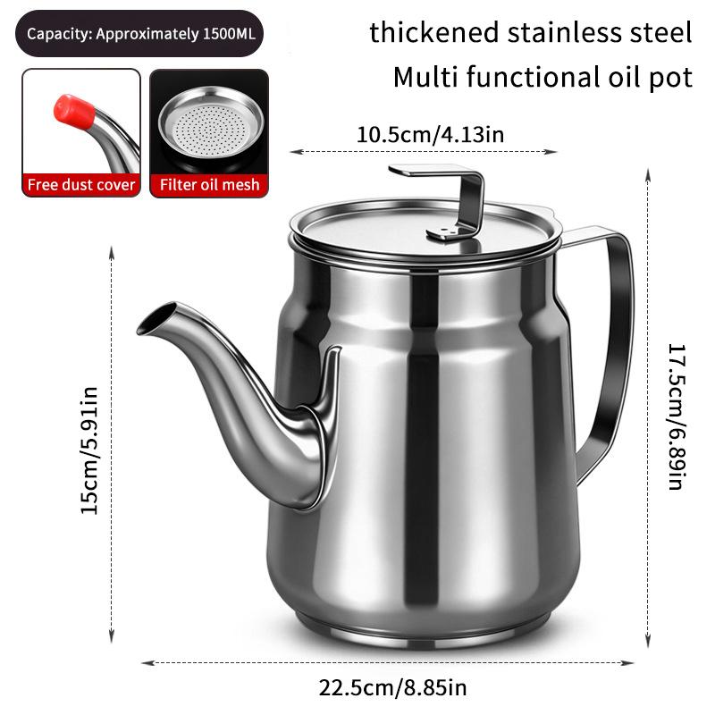 Stainless Steel Filter Oil Pot Stainless Steel Household Leak-Proof Wine Pot Pouring Oil Bottle Seasoning Tank Kitchen Tool