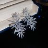 Cubic Zirconia Luxury Zircon Earrings Full Diamond Silver Drop Earrings Shiny Elegant Earrings Wedding Party Jewelry