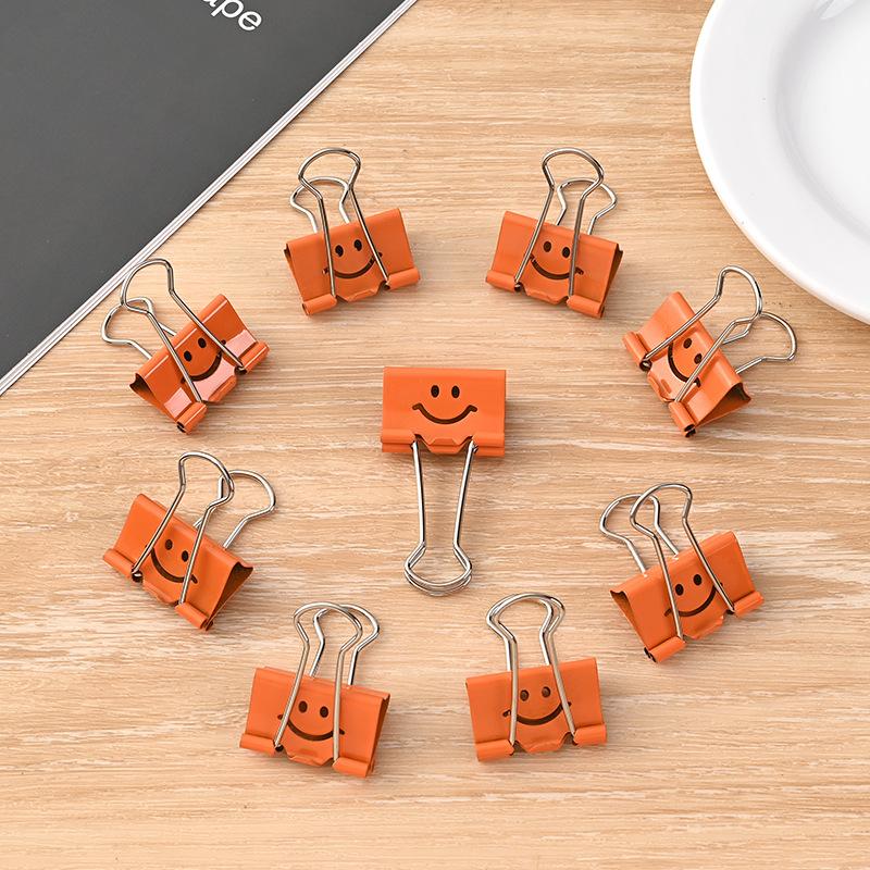 20pcs/pack Smiley Long Tail Clip, 19mm Cute and Creative Macaron Colored Metal Hollow Ticket Clip