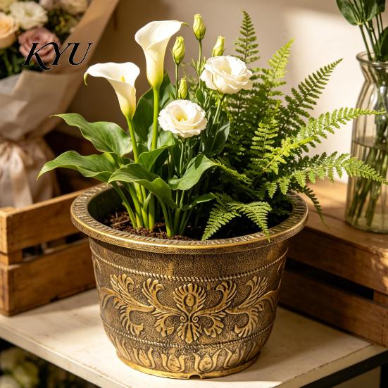 Large Aquatic Plant Pot Water Lily Planter, Vintage Round Pot, Without Drainage Hole, Flower for Hydroponic Plants Extra Plastic Lotus, Deep