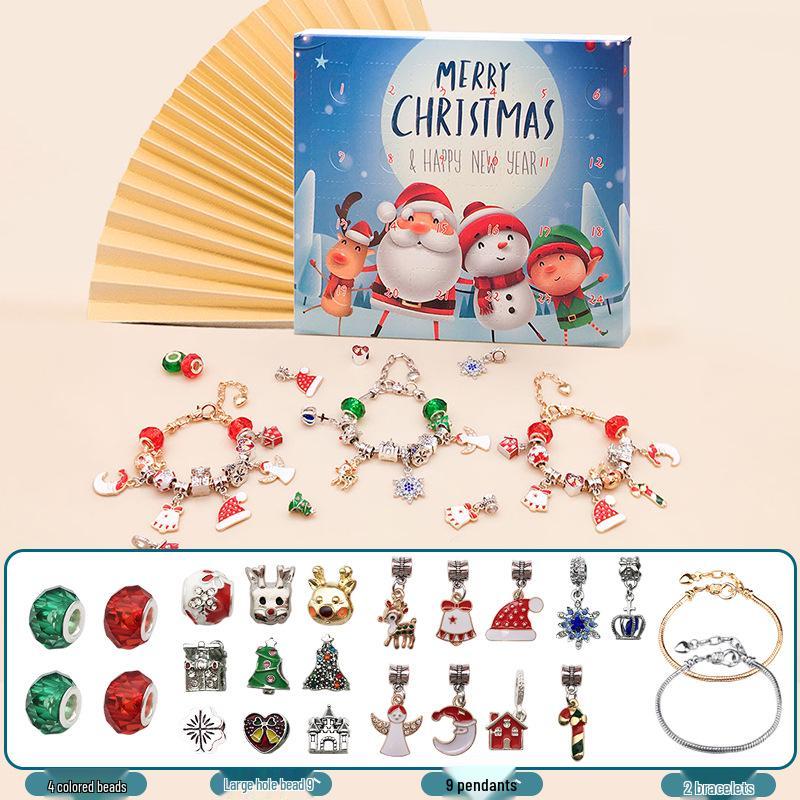 Santa Claus 24-Day Countdown Beaded Bracelet Advent Calendar for Kids
