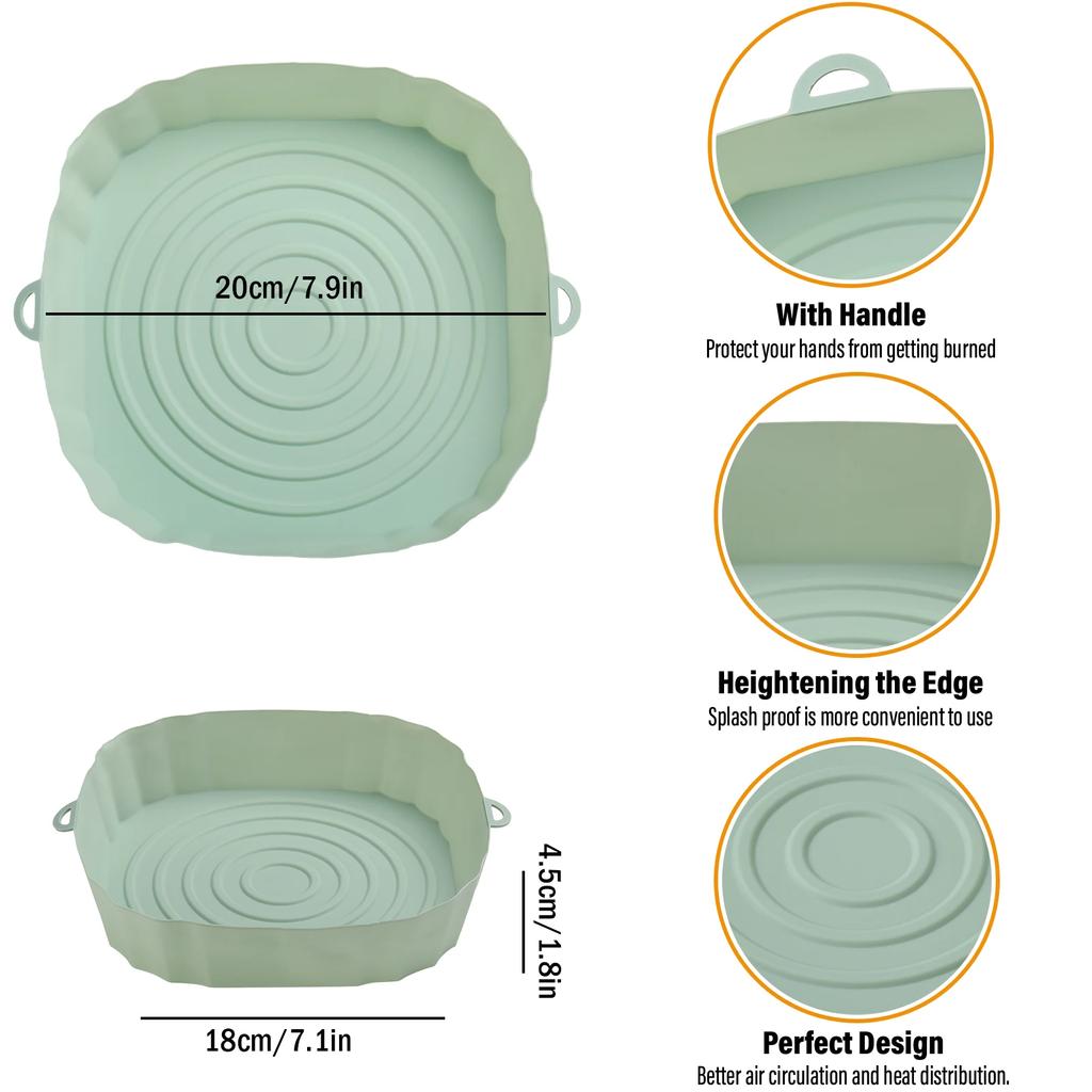 Air Fryer Pan Silicone Basket Airfryer Oven Baking Silicone Tray Reusable Airfryer Pot Pan Liner Mold Pizza Fried Chicken Tools
