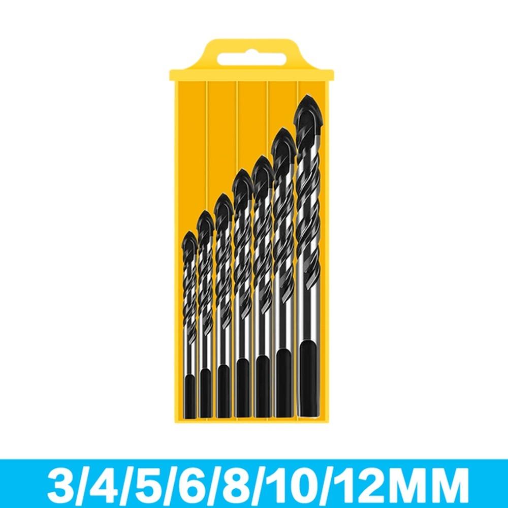 Wiertło 3-12mm 7szt. Ceramiczne Betonowe Szklane Trójkątne Wiertło