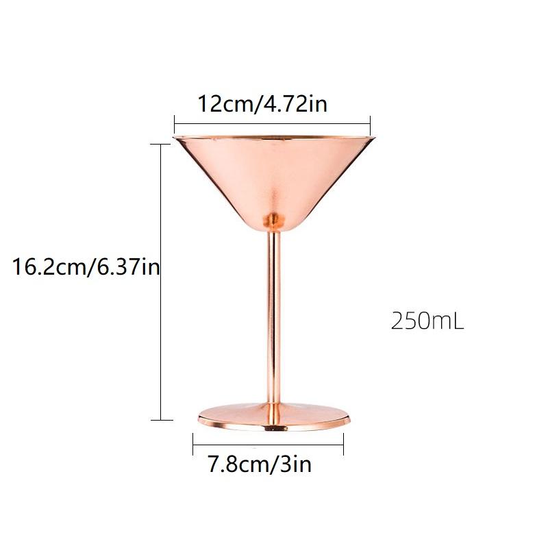 1 Stück Edelstahl Martini Cocktailglas Champagnerkelch Weinglas Roségold Personalisierbares Design Metallutensilien