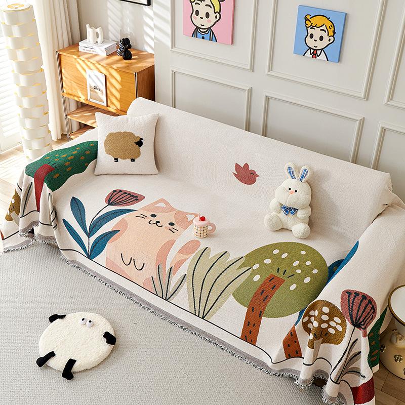 Cartoon Chenille Full Coverage Sofa Cover Universal Season Couch Protector Slipcover