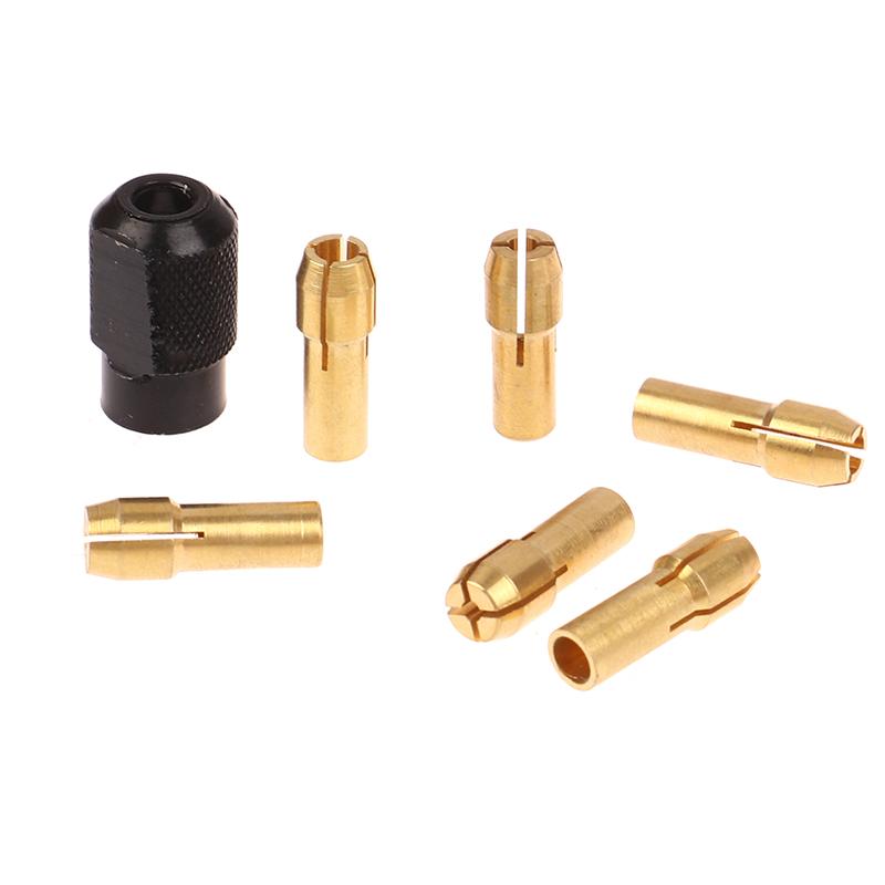 7Pcs Brass Collet 1.0/1.6/2.0/2.4/3.0/3.2 + Check M8*0.75 Fits Rotary Tools Electric Grinder Accessories