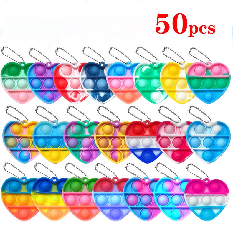 Toys Toys 10/30/50Pcs Pop Keychains Fidget Bulk Push Stress Relief Sensory Classroom Prizes Birthday Party Favors