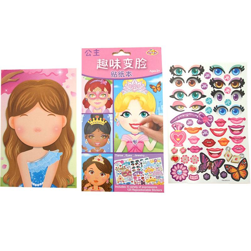 9Pcs/Set Diy Stickers Make-A-Face Princess Animal Dinosaur Assemble Toys Children Puzzle Games For Girls Kids Training Gifts Gxe