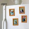 Cat Pattern Magnet Decor Oil Painting Refrigerator Magnet, Wooden Frame Black Decorative Fridge Magnets Theme Retro Rectangle Magnetic Decoration