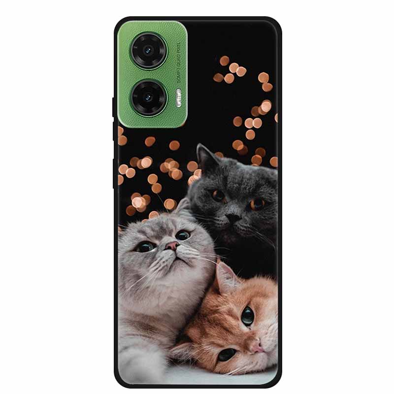 Silicone Painted Cover For Motorola Moto G35 G55 Case Luxury Animal TPU Silicone Soft Back Cover For G55 5G Black Bumper MotoG35