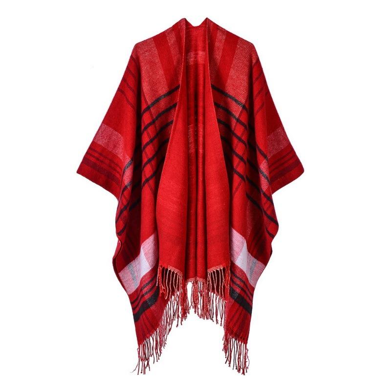 

Ladies scarf autumn and winter thorn plaid fringed versatile thermal shawl cape dual-purpose fashion 140*150CM