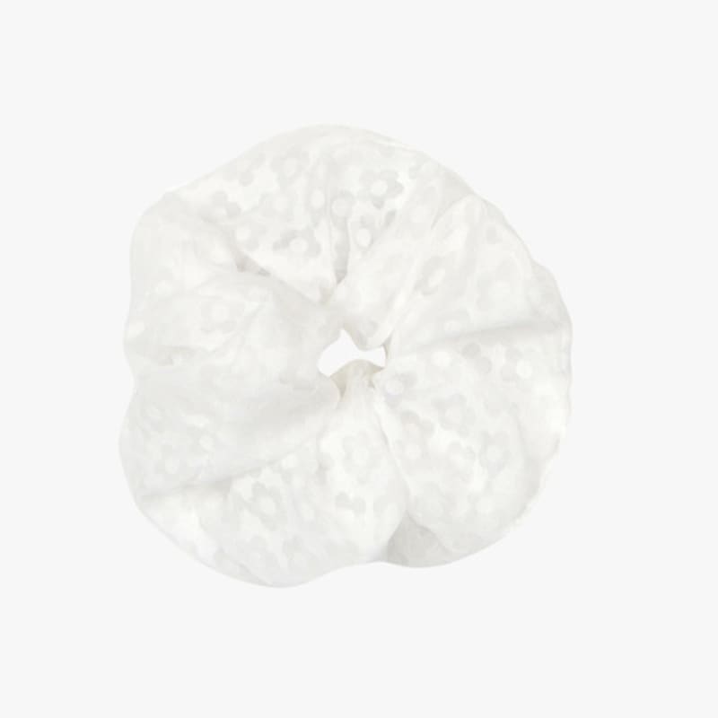 PINK PINEAPPLE DAISY LACE SCRUNCHIE_WHITE