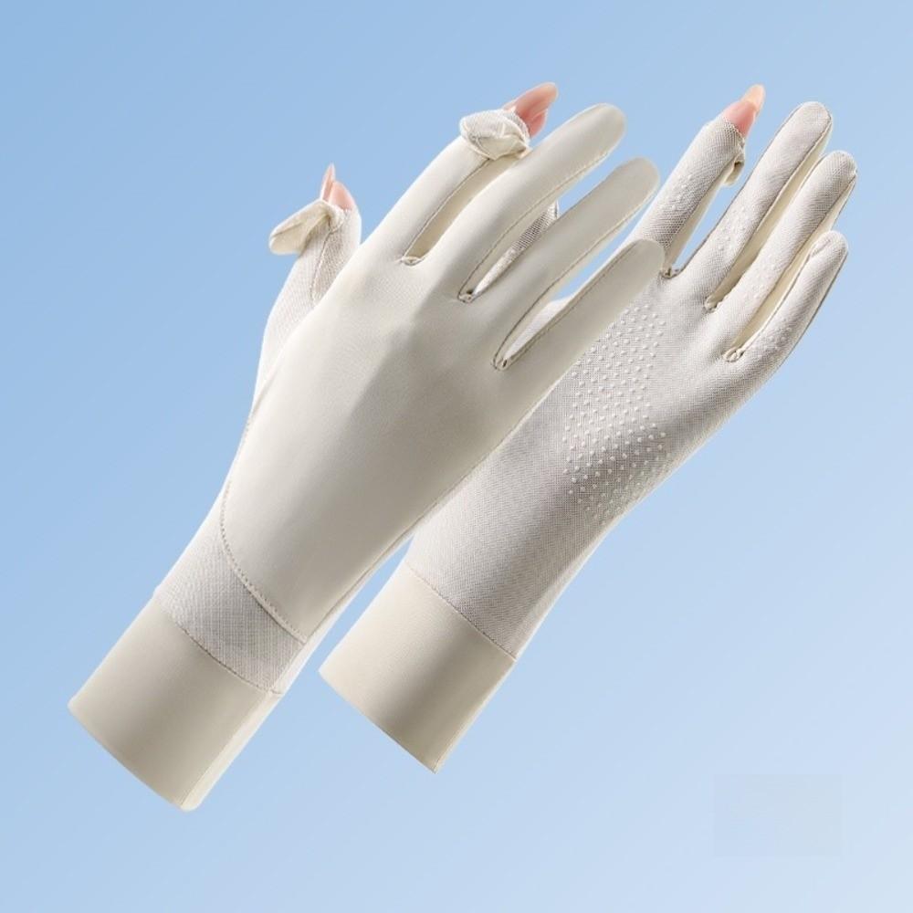 Fashion Thin Fullfinger Driving Gloves Sun Protection Breathable Cycling Gloves Ice Feeling Non Slip Touchscreen Gloves