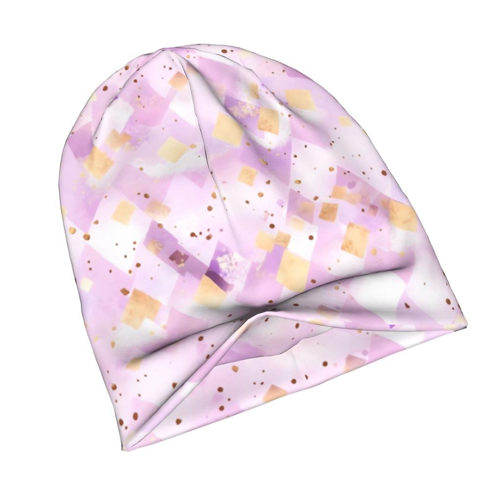 ZLIENSZUS Adult Purple & Golden Knit Hat - Seamless Beanie with 2D Flat Printing, Warm Winter Suitable for Cold Weather, Fashionable for &, Casual Out