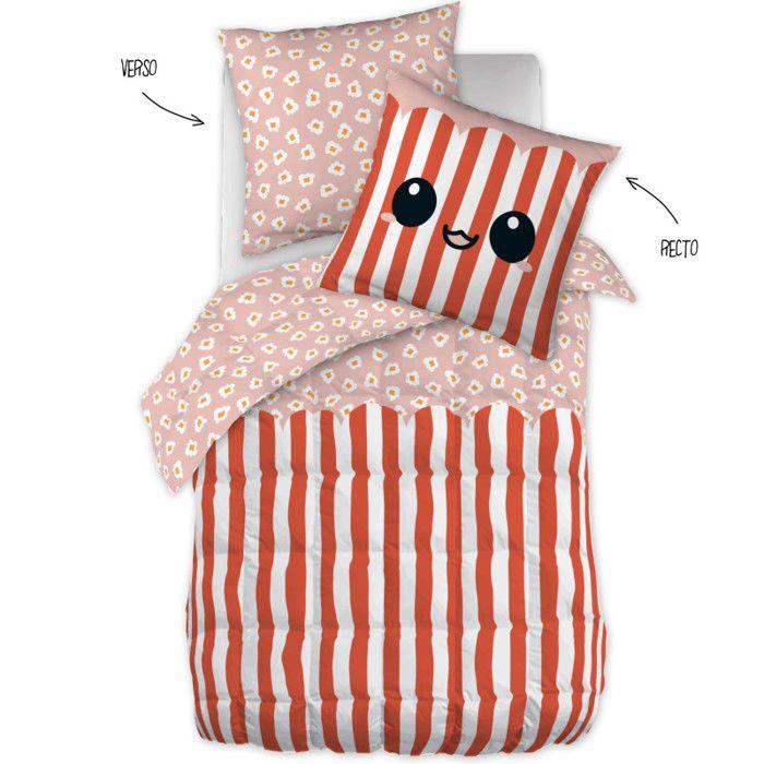 Couette toutes dimensions "Fresh Popcorn" Réversible 100% Coton / 57 Fils/cm² - - 140 x 200 cm pour lit 1 place