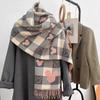 Junbie Women's Faux Cashmere Double-Sided Plaid Scarf with Mickey Head