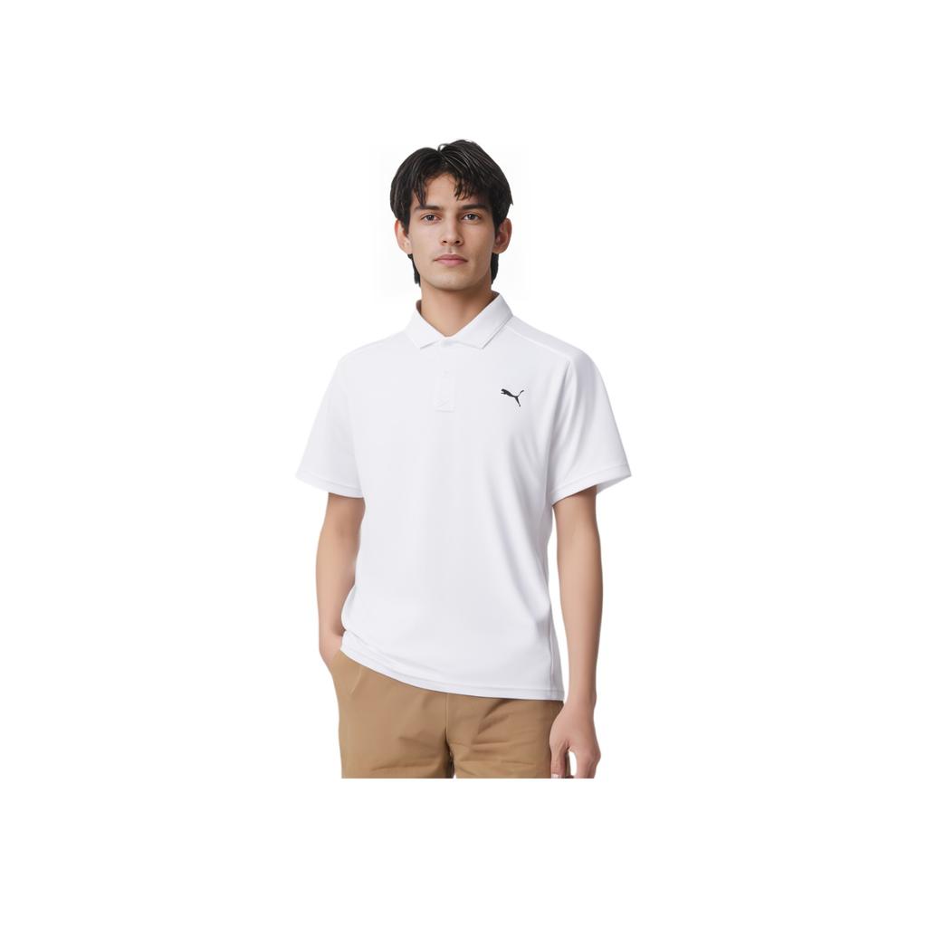 Puma Solid Color Breathable Short Sleeve Polo Shirt Men tops White 682914-02