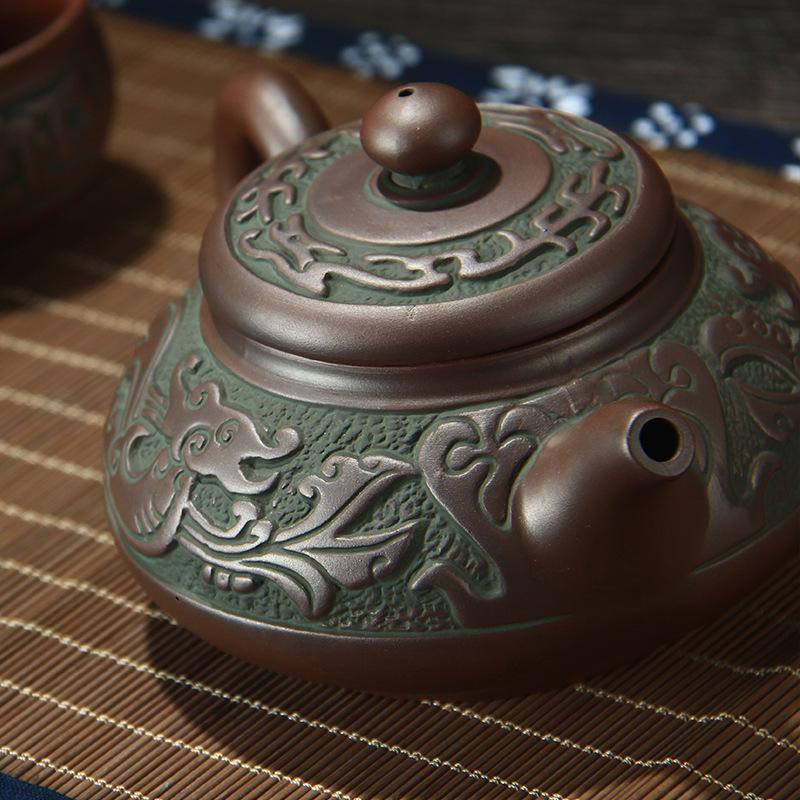 Ceainic chinezesc retro din lut violet ceainic Kung Fu Set de ceai Oală din lut vermilion Xishi Pot Tea Brewer Infuzor de ceai