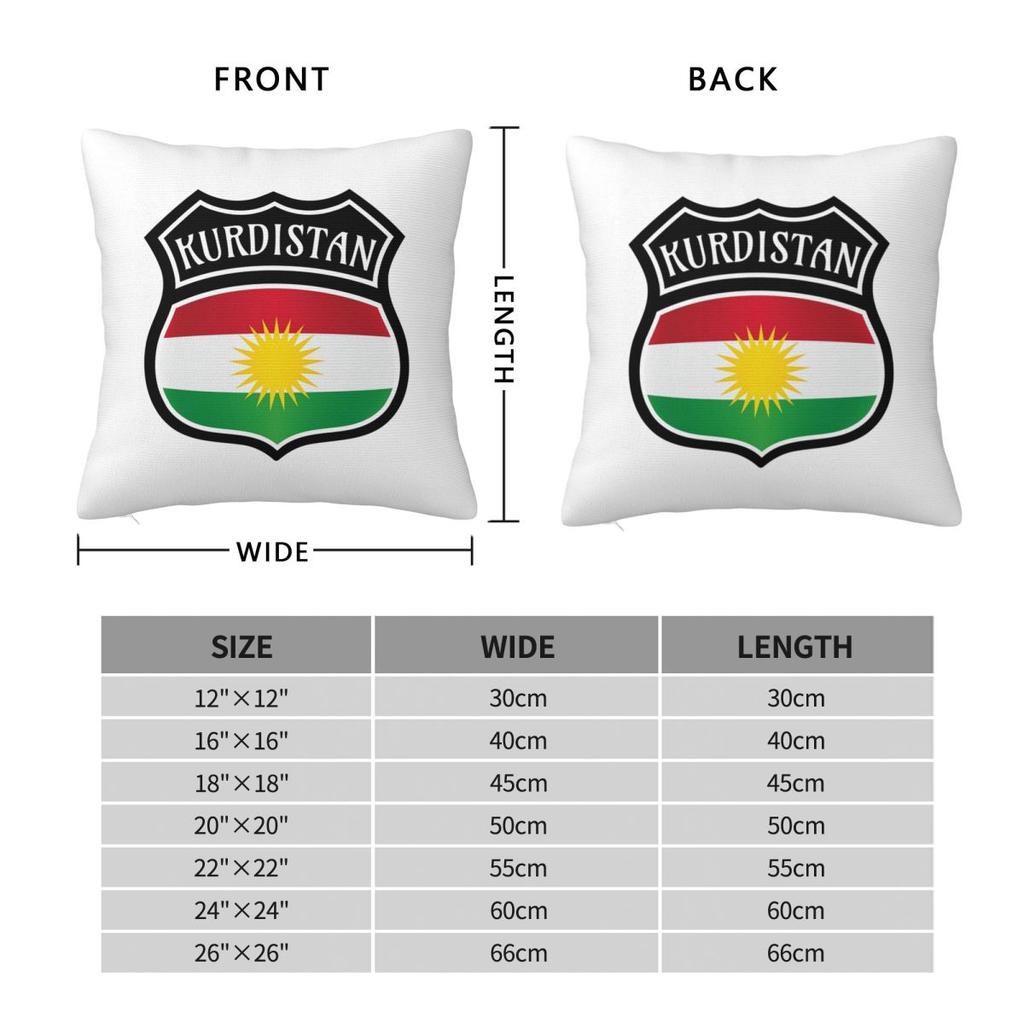 Kurdistan Shield Pride Flag Square Pillowcase Pillow Cover Cushion Throw Pillow for Home Bedroom Car