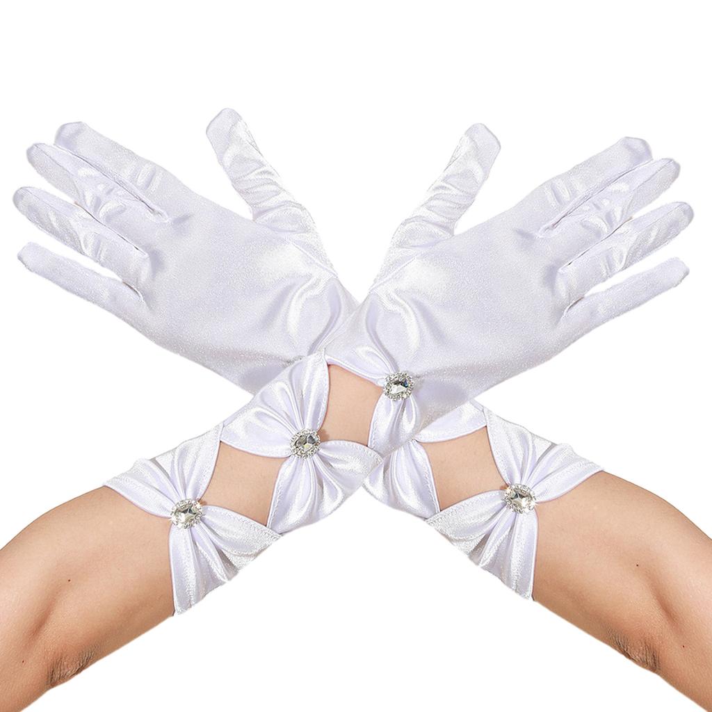 Black Diamonds Long Gloves for Women Sexy Party Gloves Ceremonial Gloves Mid Length Satins Gloves Evening Dance Gloves