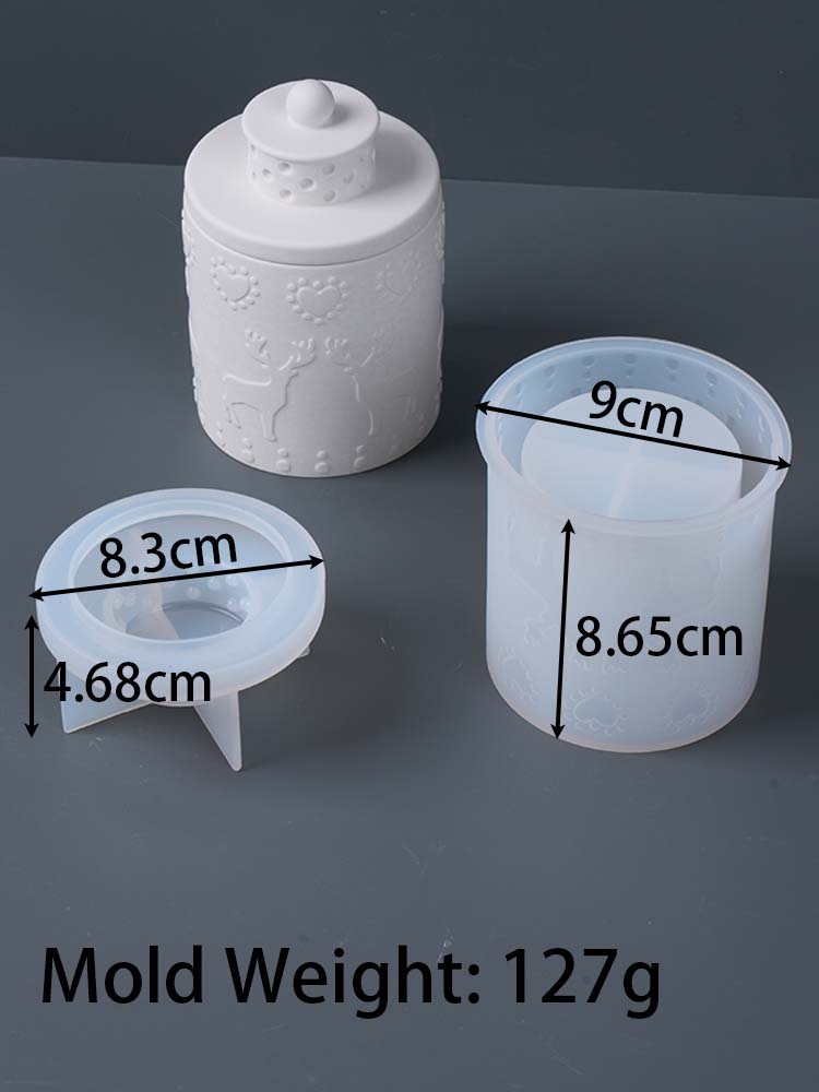 

Christmas Decor Candle Jar Silicone Mold DIY Snowflakes Elk Christmas Tree Cylinder Storage Box Molds Plaster Resin Craft Making