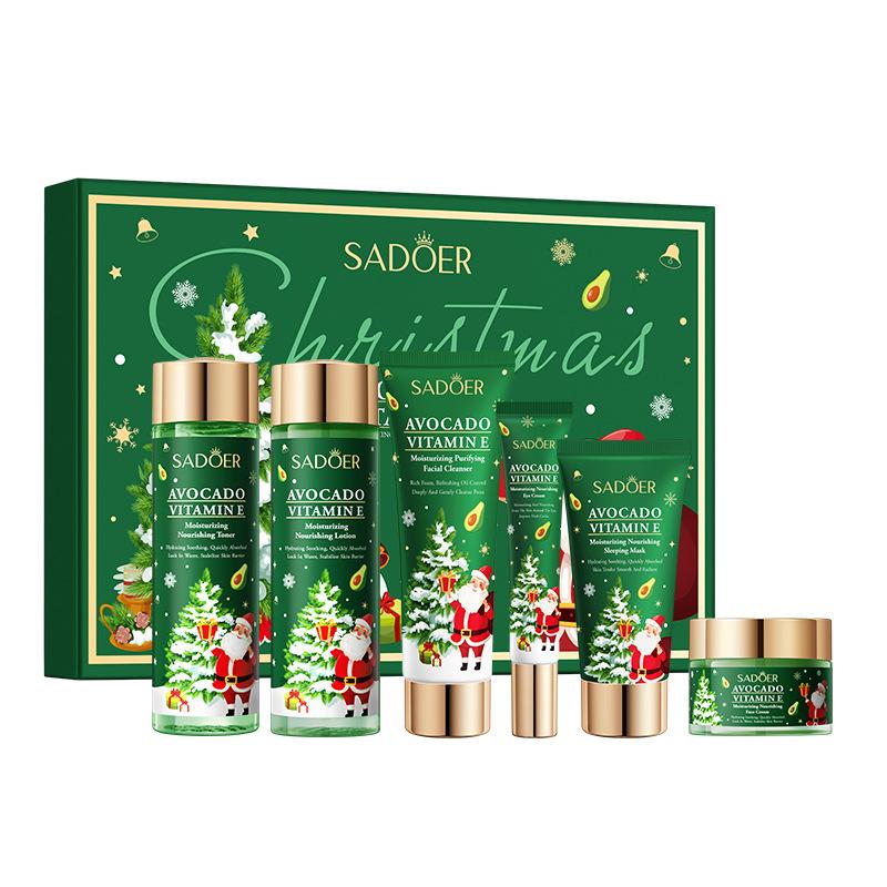 Christmas Set SADOER Avocado Vitamin E Moisturizing/Red Pomegranate Niacinamide Antioxidant 6-piece Set avocado vitamin e