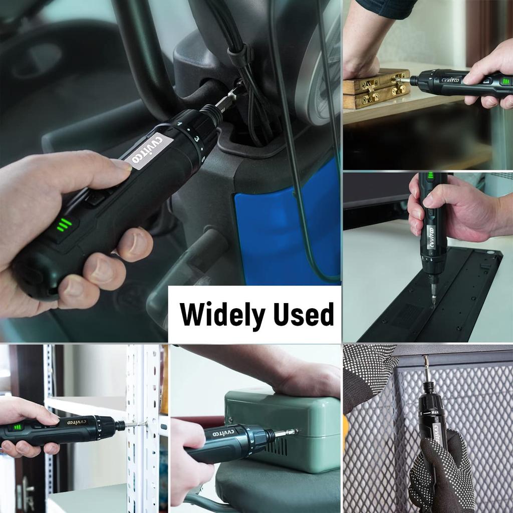 CVVITOO elektrický šroubovák Akumulátorový šroubovák Sada dobíjecího šroubováku USB Utahovací moment 11 bitů šroubováku 3 šroubové vrtáky 5 nástrčných ohebných šestihran