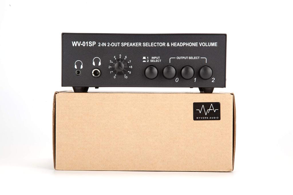 Speaker Amplifier with Earphone Volume Function Plug Terminal Type [Headphone (6.3 & 3.5) Compatible] 2-in 2-out Selector/Switcher Banana [WV-01SP]