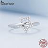 BAMOER 925 Sterling Silver Simple Star Finger Ring Cubic Zirconia for Women Eternity Band Original Design Fine Jewelry