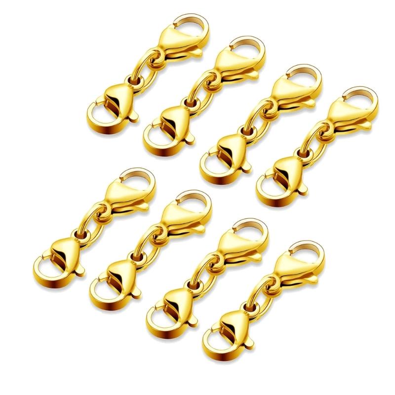 8 Pcs Double Lobster Clasps Small Necklace Bracelet Extenders Double Claw Connector Jewelry Extension Clasp Easy To Use