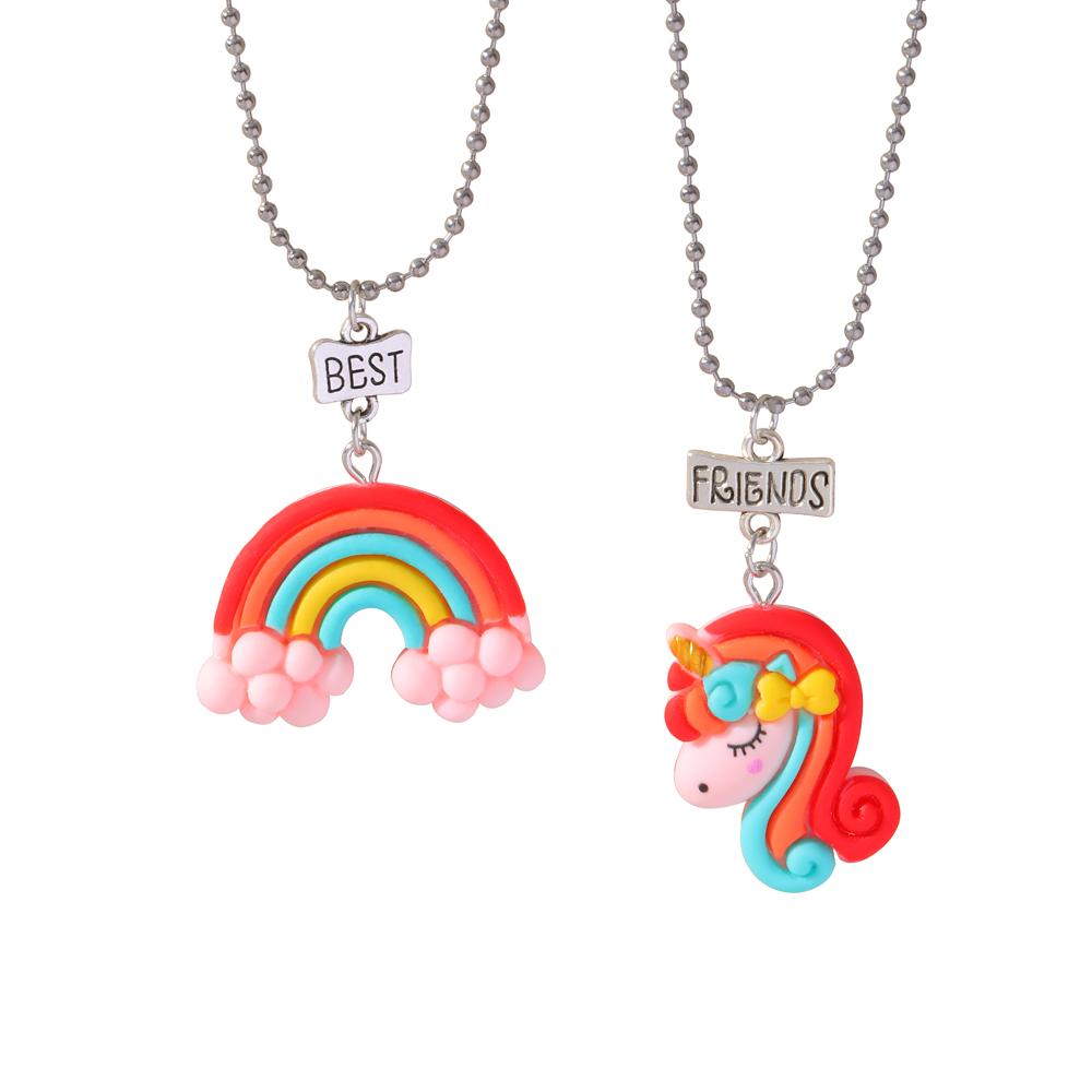 15 Stil Polymer Clay Anhänger Best Friends Halsketten Set BFF Fimo Regenbogen Lutscher Eiswaffeln Anhänger Perlen Kette Kinder Geschenk