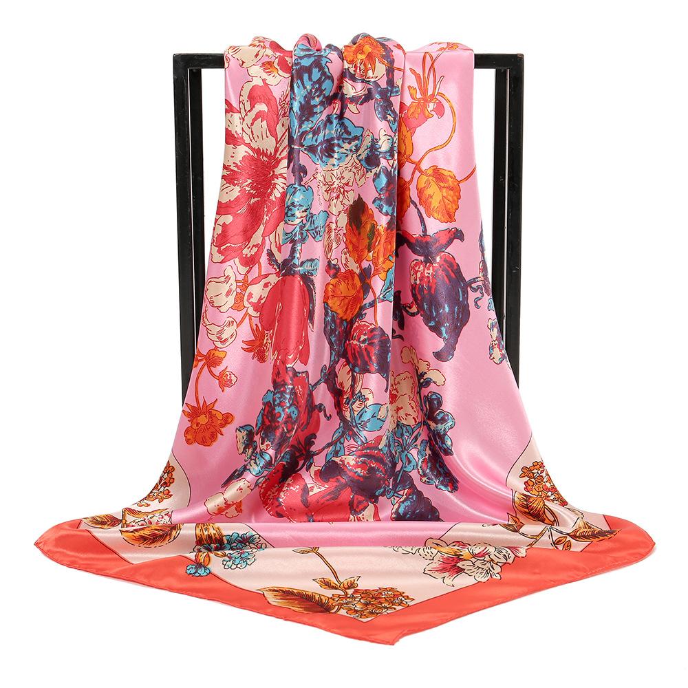 Silk Shawl Square Scarf For Women Print Headband Foulard Satin Hijab Hair Bands Neckerchief Female Head Wraps Bandana