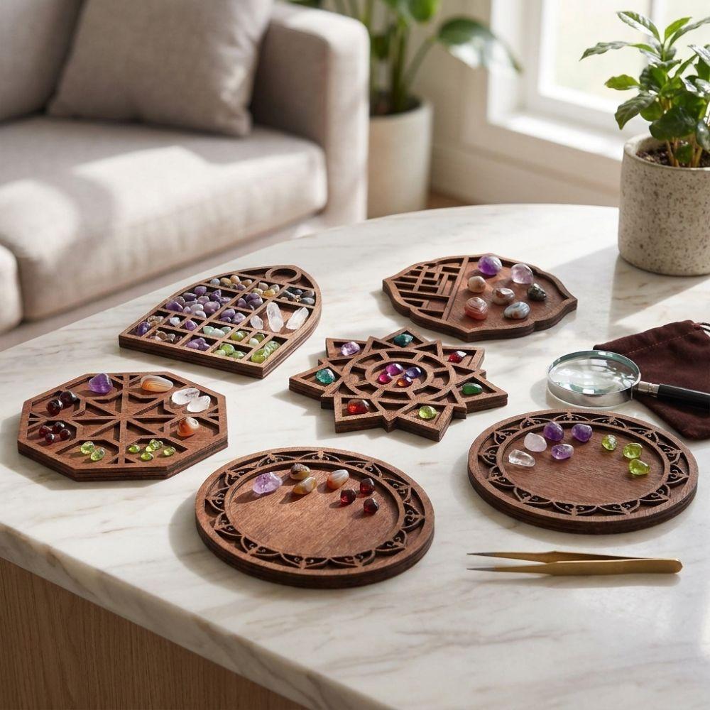 Wooden Mini Jewelry Holder Multiple Compartments Goods Display Rack Home Table Decor